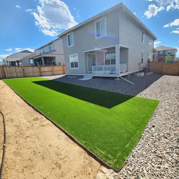 Artificial turf installation in Denver metro area by Flores Sprinkler & Landscape
